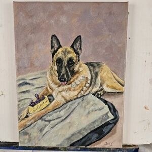 Abstract oil Painting cute dog , Painting from photo